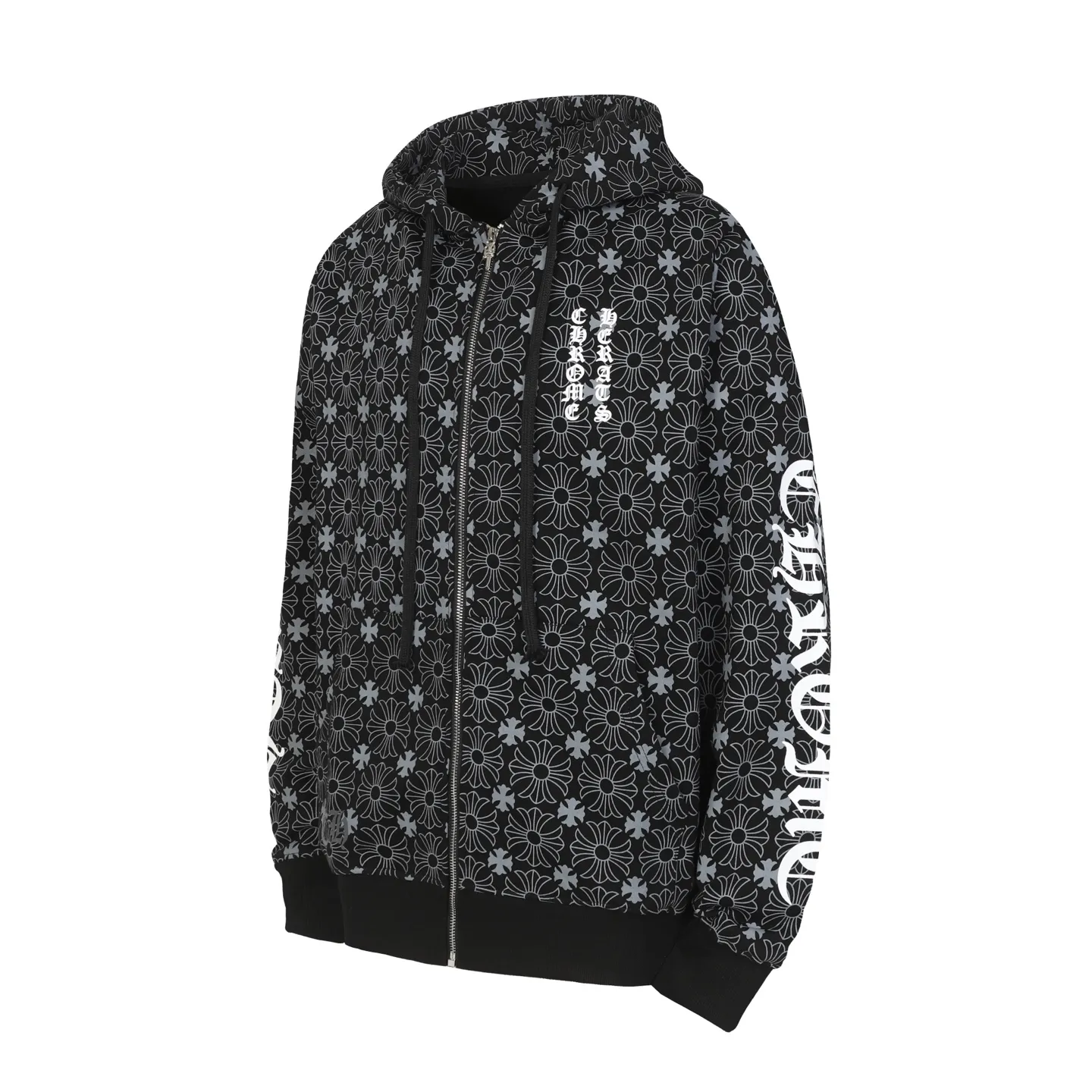 P300 cross-border model, please do not place an order if you are pursuing quality - Chrome Hearts/Chrome Hearts Sanskrit Dark Pattern Horseshoe Sanskrit Cross ✝️ Printed Zipper Sweater Cardigan Jacket - High weight, high density and high quality. The wool is soft, delicate and skin-friendly. It feels soft and silky. It has excellent warmth and skin-friendly properties. - Custom-woven and custom-dyed, no color difference. No matter the fabric or workmanship details, it beats the ordinary version on the market. - Hardware zipper accessories are all customized and full of details. -Colour: Black White Blue -Size: S M L XL